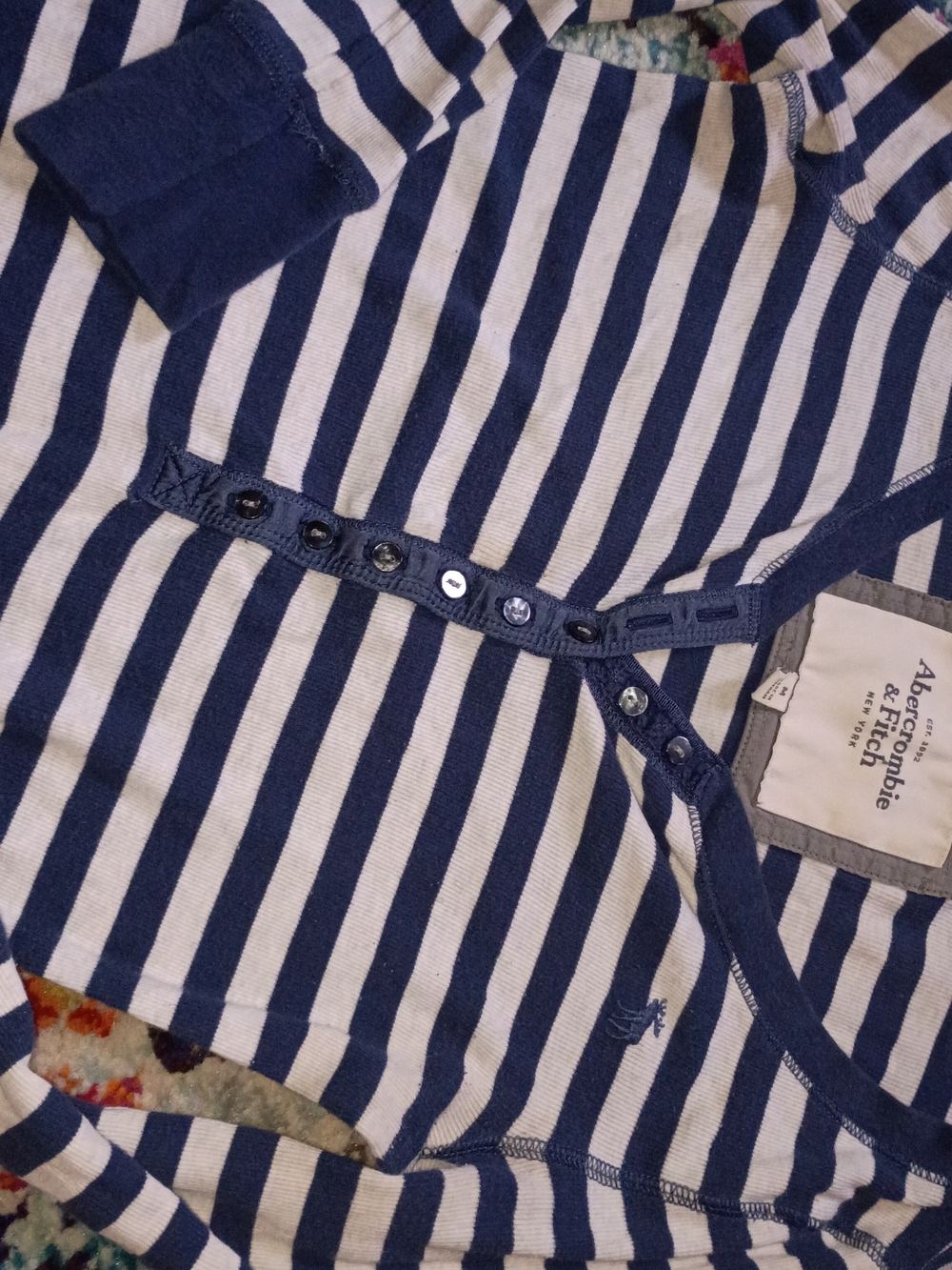 Vintage Y2K Abercrombie & Fitch Navy Striped Long Top Shirt